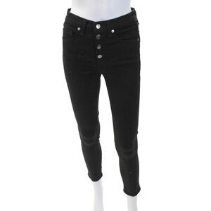 Veronica Beard Womens Cotton Button Zip High Rise Skinny Jeans Black Size EUR 26
